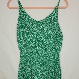 Green Floral Spaghetti Strap Dress